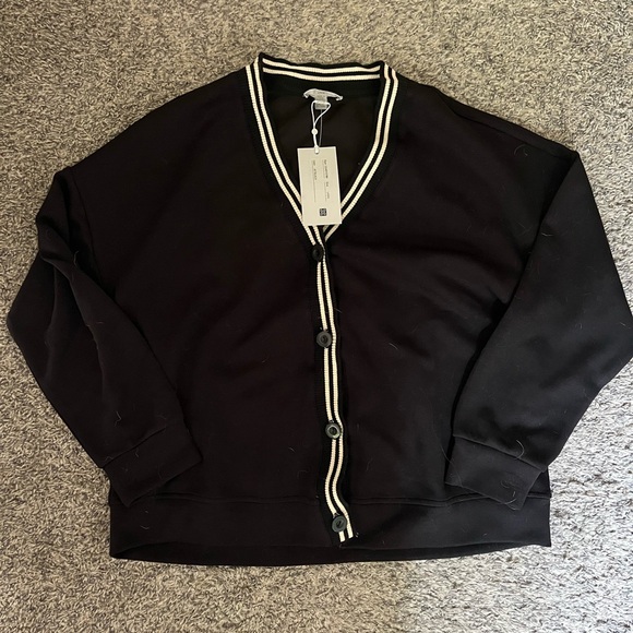 NWT Cable & Gauge Black Cardigan with White Accents - Picture 1 of 5